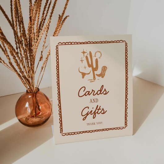 カウボーイカードとギフト赤ちゃんシャワーのサイン 台座サイン