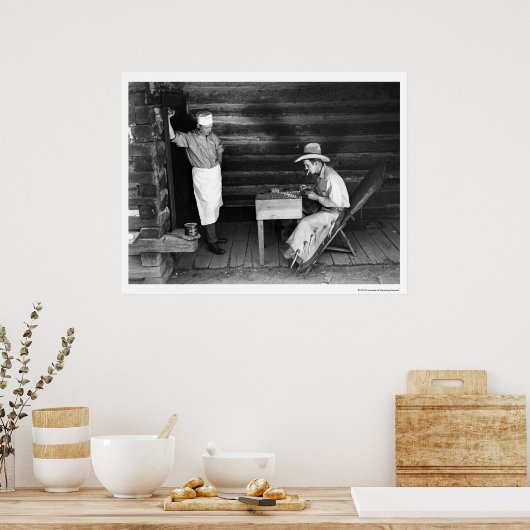 カウボーイカードを見ている遊調理師 ポスター (キッチン)