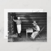 カウボーイカードを見ている遊調理師 ポストカード (正面/裏面)