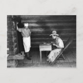 カウボーイカードを見ている遊調理師 ポストカード (正面)