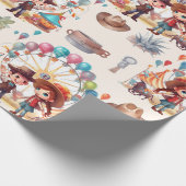 カウボーイカーニバルサーカスショー誕生日 ラッピングペーパー (角)