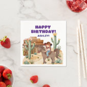 カウボーイガールオンホースバースデーパーティー スタンダードカクテルナプキン (インサイチュ)