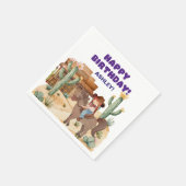 カウボーイガールオンホースバースデーパーティー スタンダードカクテルナプキン (角)