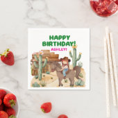 カウボーイガールオンホースバースデーパーティー スタンダードカクテルナプキン (インサイチュ)