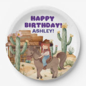 カウボーイガールオンホースバースデーパーティー ペーパープレート (正面)