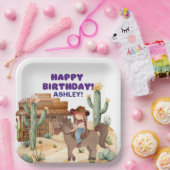 カウボーイガールオンホースバースデーパーティー ペーパープレート (パーティー)