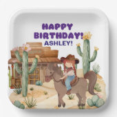 カウボーイガールオンホースバースデーパーティー ペーパープレート (正面)