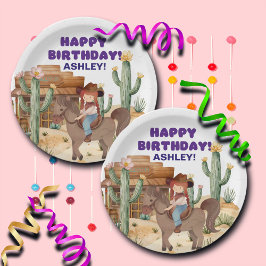 カウボーイガールオンホースバースデーパーティー ペーパープレート