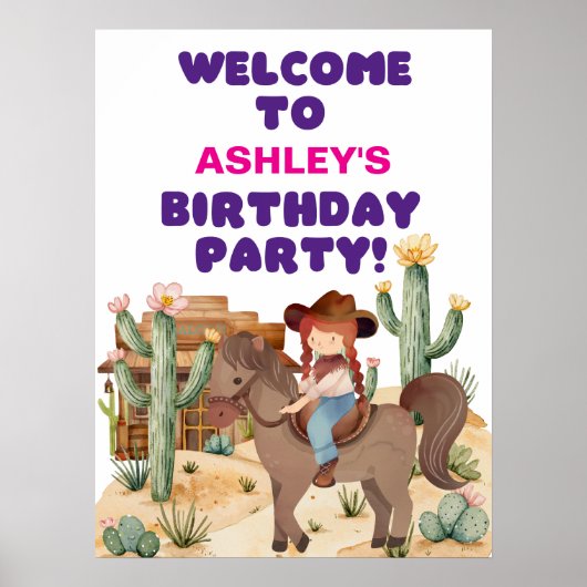 カウボーイガールオンホース誕生日パーティーへようこそ ポスター (正面)