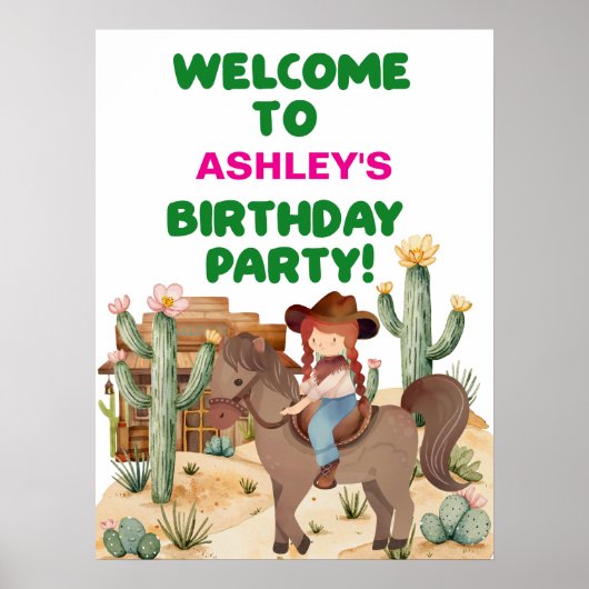 カウボーイガールオンホース誕生日パーティーへようこそ ポスター (正面)