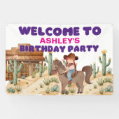 カウボーイガールオンホース誕生日パーティーへようこそ 横断幕 (横)