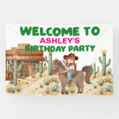 カウボーイガールオンホース誕生日パーティーへようこそ 横断幕 (横)