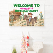 カウボーイガールオンホース誕生日パーティーへようこそ 横断幕 (インサイチュ)