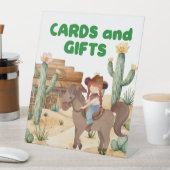 カウボーイガールオンホース誕生日パーティーカード&ギフト 台座サイン (インサイチュ)