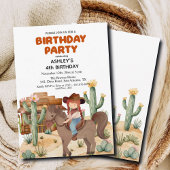 カウボーイガールオンホース4th誕生日パーティー 招待状