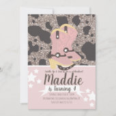 カウボーイガール誕生日グリッター牛プリントパーティー 招待状 (正面)