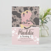 カウボーイガール誕生日グリッター牛プリントパーティー 招待状 (スタンド正面)