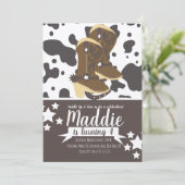 カウボーイガール誕生日牛プリント 招待状 (スタンド正面)