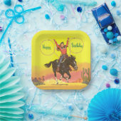 カウボーイキッド乗馬用ロープハッピーバースデー ペーパープレート (パーティー)