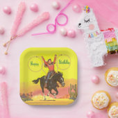 カウボーイキッド乗馬用ロープハッピーバースデー ペーパープレート (パーティー)