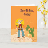 カウボーイキッド誕生日パーティー カード (黄色い花)