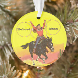 カウボーイキッド馬のロープでS.W.シーン オーナメント