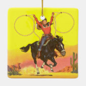 カウボーイキッド馬のロープでS.W.シーン セラミックオーナメント (裏面)