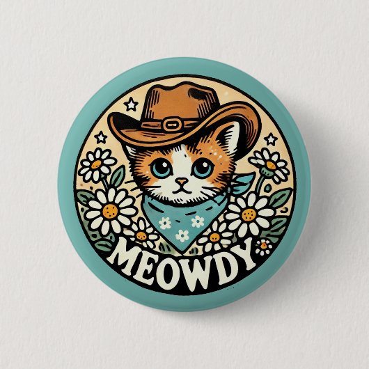 カウボーイキティ猫 缶バッジ (正面)