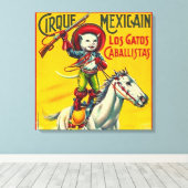 カウボーイキャットメキシカンサーカスヴィンテージポスターアート キャンバスプリント (インサイチュ (ウッドフロア))