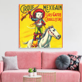 カウボーイキャットメキシカンサーカスヴィンテージポスターアート キャンバスプリント (インサイチュ (リビング))