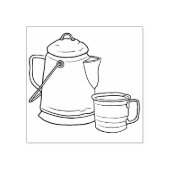 カウボーイキャンピングコーヒーポットとティンカップ ラバースタンプ (インプリント)