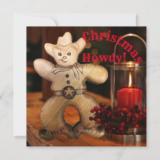 カウボーイクリスマスジンジャーブレッドマンホリデー カード (正面)