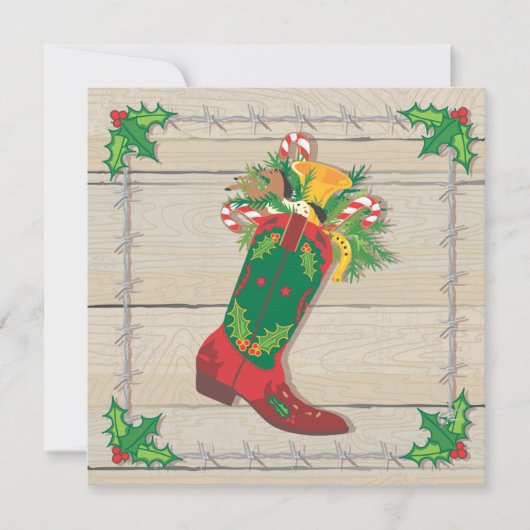 カウボーイクリスマスパーティの招待状 招待状 (正面)