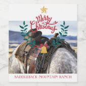 カウボーイクリスマスファミリーランチMerry Christmas ワインラベル (シングルラベル)