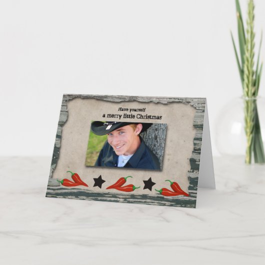 カウボーイクリスマスフォトクリスマスカード シーズンカード (正面)