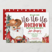 カウボーイクリスマス招待状、カントリーホームダウンクリス 招待状 (正面/裏面)