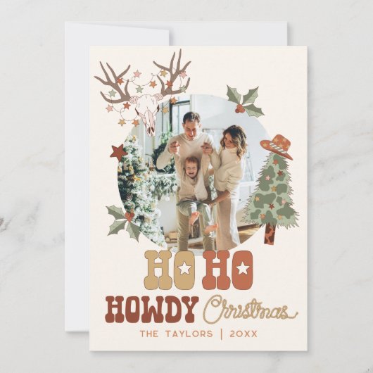 カウボーイクリスマス数々のフォトファミリークリスマスカード シーズンカード (正面)