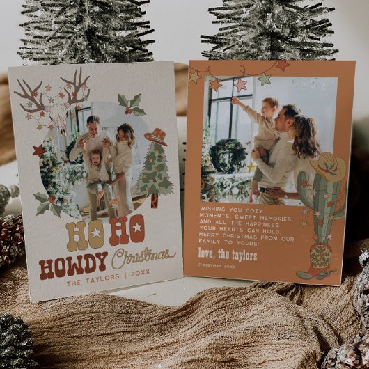 カウボーイクリスマス数々のフォトファミリークリスマスカード シーズンカード