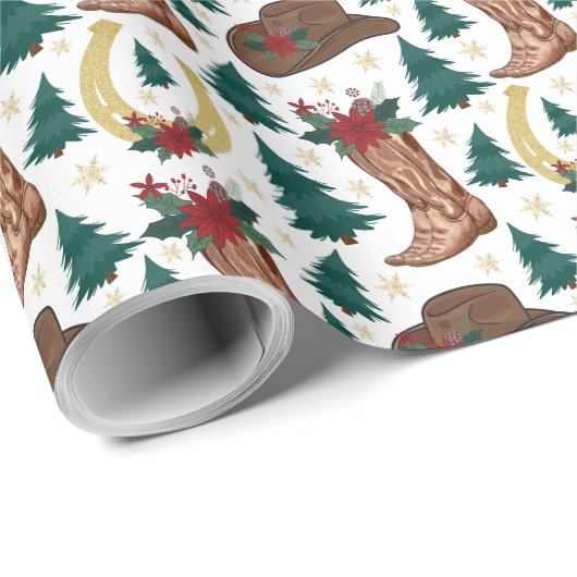 カウボーイクリスマス ギフト包装紙 ラッピングペーパー (ロールコーナー)