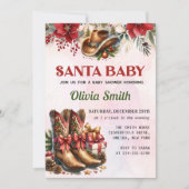 カウボーイクリスマス サンタ ベビーシャワー 招待状 (正面)