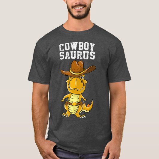 カウボーイクールサウルス西ロおもしろいデオ恐竜 Tシャツ (正面)