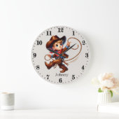 カウボーイクールズの名前のボーイズルームを追加 ラージ壁時計 (ホーム)