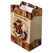 カウボーイクールボーイズ誕生日パーティーのカスタマイズ可能 ミディアムペーパーバッグ (裏面アングル)