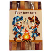 カウボーイクールボーイズ誕生日パーティーカスタマイズ可能Mediu ミディアムペーパーバッグ (正面)