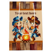 カウボーイクールボーイズ誕生日パーティーカスタマイズ可能Mediu ミディアムペーパーバッグ (裏面)