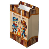 カウボーイクールボーイズ誕生日パーティーカスタマイズ可能Mediu ミディアムペーパーバッグ (裏面アングル)