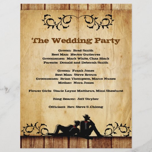 カウボーイグルームカスタムゲイ結婚式 プログラム (裏面)