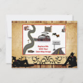 カウボーイグルームズ結婚ゲイの運転指示カード 招待状 (裏面)