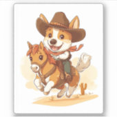 カウボーイコルギ – 西ロデオ犬 シール (正面)