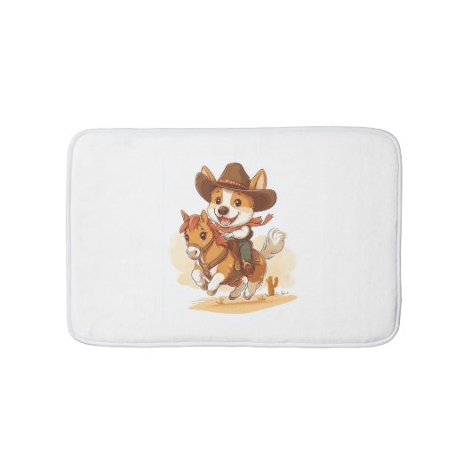 カウボーイコルギ – 西ロデオ犬 バスマット (正面)